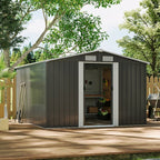 10ft x 8ft Metal Garden Shed Outdoor Storage Tool Shed, Charcoal Black - Garden Shed - British D'sire