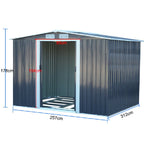10ft x 8ft Metal Garden Shed Outdoor Storage Tool Shed, Charcoal Black - Garden Shed - British D'sire