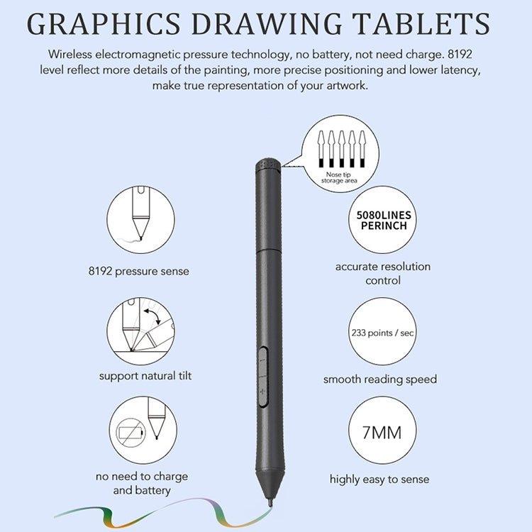 10Moons T503 Drawing Tablet Can Be Connected to mobile Phone Tablet with 8192 Passive Pen(Pink) - British D'sire
