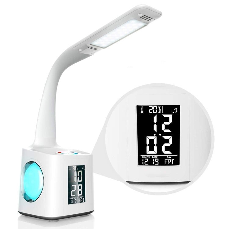 10W Touch Control 3 - speed Adjustment Light DimmableEye Protection Table Lamp Coloured Night Light with Pen Holder & Alarm Clock - British D'sire Main image