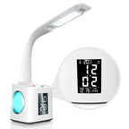 10W Touch Control 3 - speed Adjustment Light DimmableEye Protection Table Lamp Coloured Night Light with Pen Holder & Alarm Clock - British D'sire