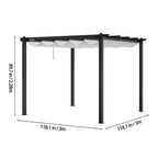 10x10ft Aluminium Pergola with Retractable Roof - Pergola - British D'sire