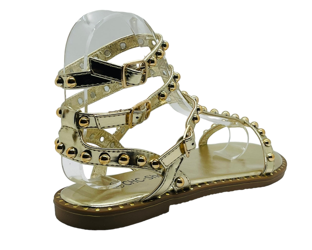 Women's Flat Studded Gladiator Buckle Sandals