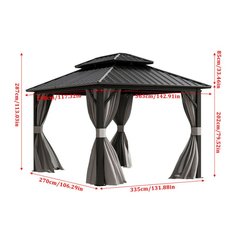 11x9ft Hardtop Patio Gazebo - Gazebo - British D'sire