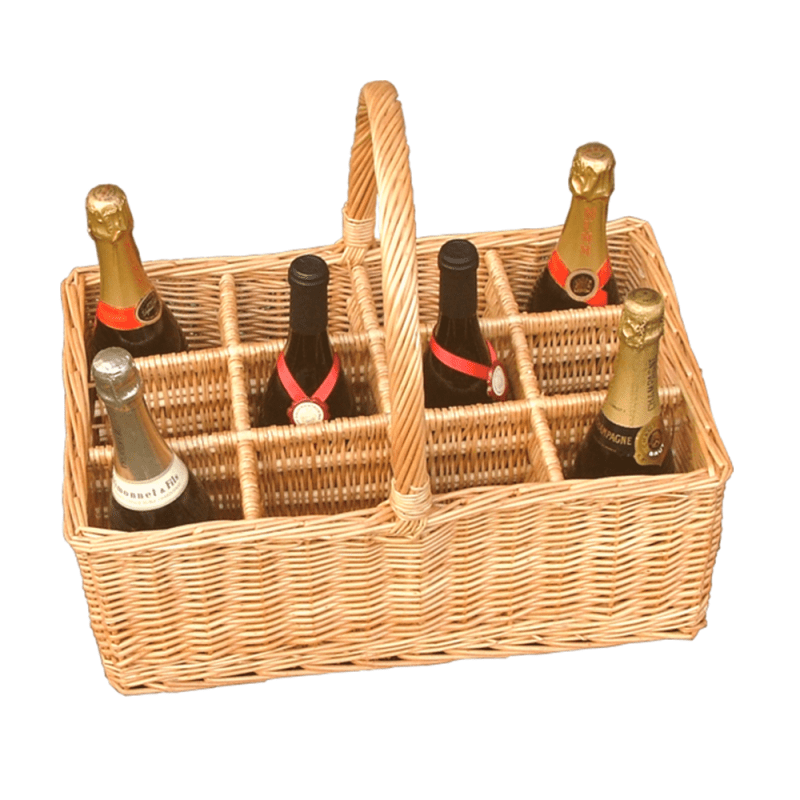 12 Bottle Wicker Basket - Drinks Baskets - British D'sire Main image