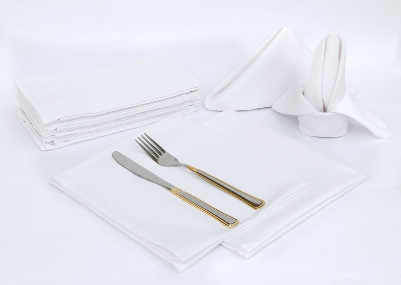 12 Pack Napkins Table Linen Dinner Cloth Poly Cotton Hotel Wedding 45 cm x 45 cm - Napkin - British D'sire