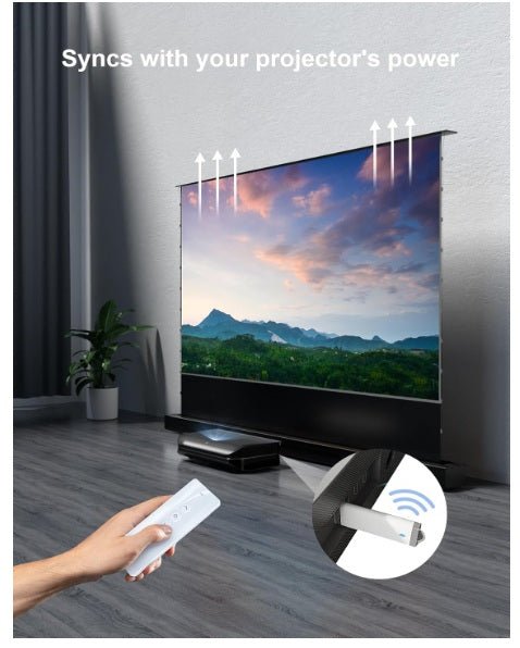 120" Motorized Floor Rising Projector Screen for Ultra Short Throw Projector,Tension Floor Stand Screen for Home Theater, 4K/8K Ultra HD, 95% Ambient Light Rejecting, Active 3D - ALR - F220C - Projector Screens - British D'sire