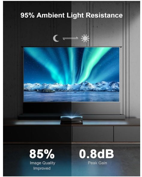 120" Motorized Floor Rising Projector Screen for Ultra Short Throw Projector,Tension Floor Stand Screen for Home Theater, 4K/8K Ultra HD, 95% Ambient Light Rejecting, Active 3D - ALR - F220C - Projector Screens - British D'sire