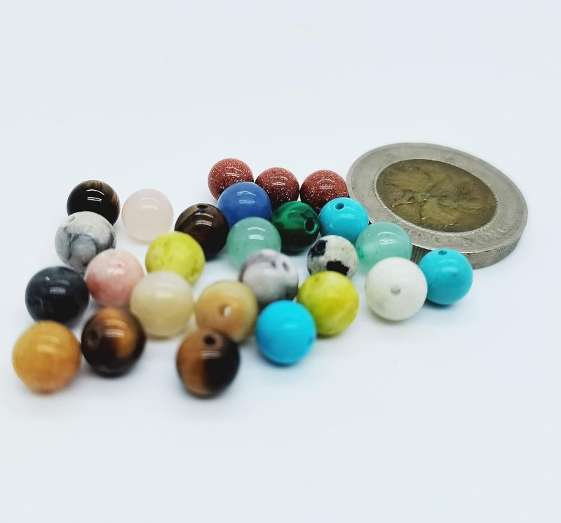 1200pcs 6mm Natural & Synthetic Round Stone Beads Loose Gemstone Stone Beading Hole Size 1mm DIY Smooth Beads for Bracelet Necklace Earrings Jewelry Making (24 Material - 6mm) - Beads - British D'sire