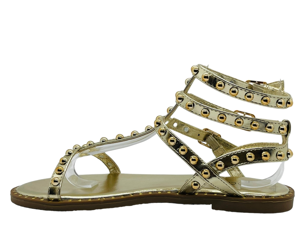 Women's Flat Studded Gladiator Buckle Sandals