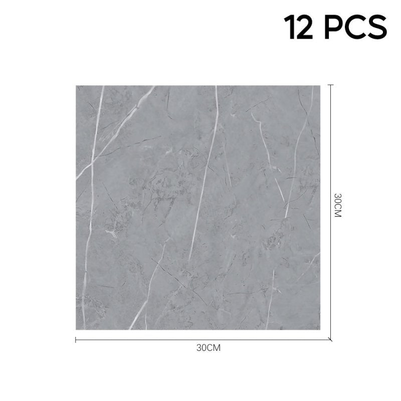 12Pcs Grey Marble Texture Floor Tiles Self Adhesive Vinyl Flooring - Vinyl Flooring - British D'sire