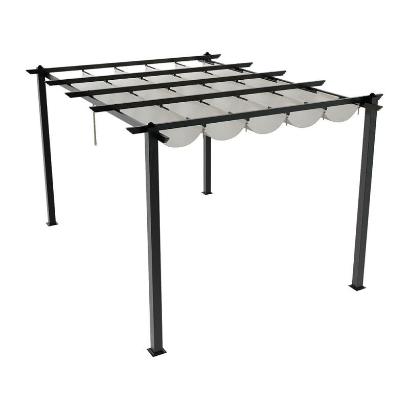 13x10ft Aluminium Pergola with Retractable Roof - Pergola - British D'sire