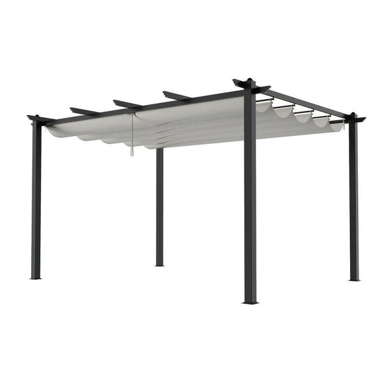 13x10ft Aluminium Pergola with Retractable Roof - Pergola - British D'sire