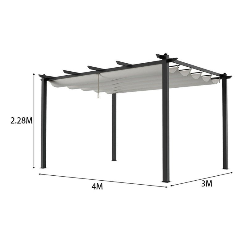 13x10ft Aluminium Pergola with Retractable Roof - Pergola - British D'sire