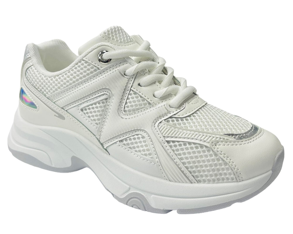 Women's Chunky Sole Mesh Lace Up Trainers