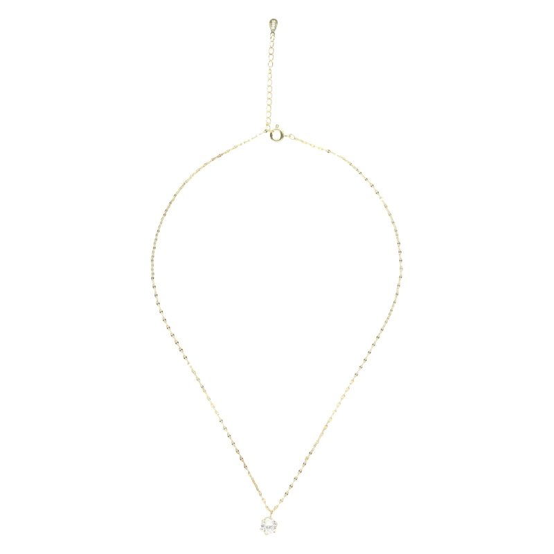 14K Gold Plated Solitaire Necklace - Jewelry - British D'sire