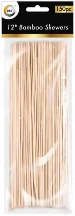 150 Eco-Friendly Bamboo Skewers - 30cm Natural Color Wooden Skewers Sticks, Perfect for BBQ, Barbecues, Buffets, Parties - Ideal for Meat, Vegetables, Sweet Treats - Kitchenware - British D'sire