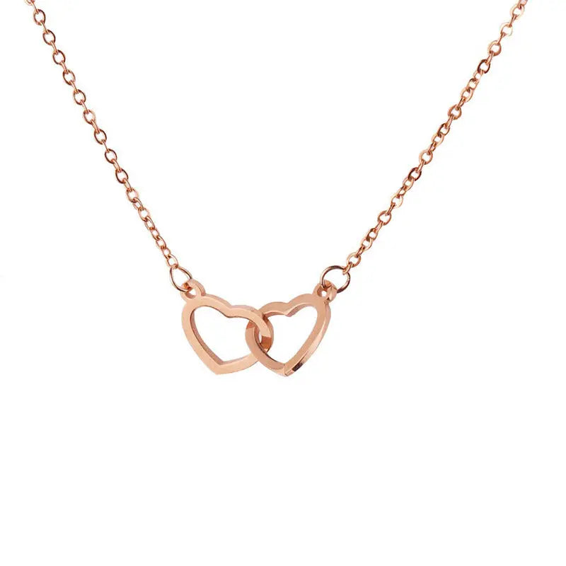 Maiden Art - Double Heart Name Necklace – Custom Couples Necklace, 48 cm Stainless Steel-Silver, Gold, and Rose Gold-Celebrate Love & Connection Secondary image