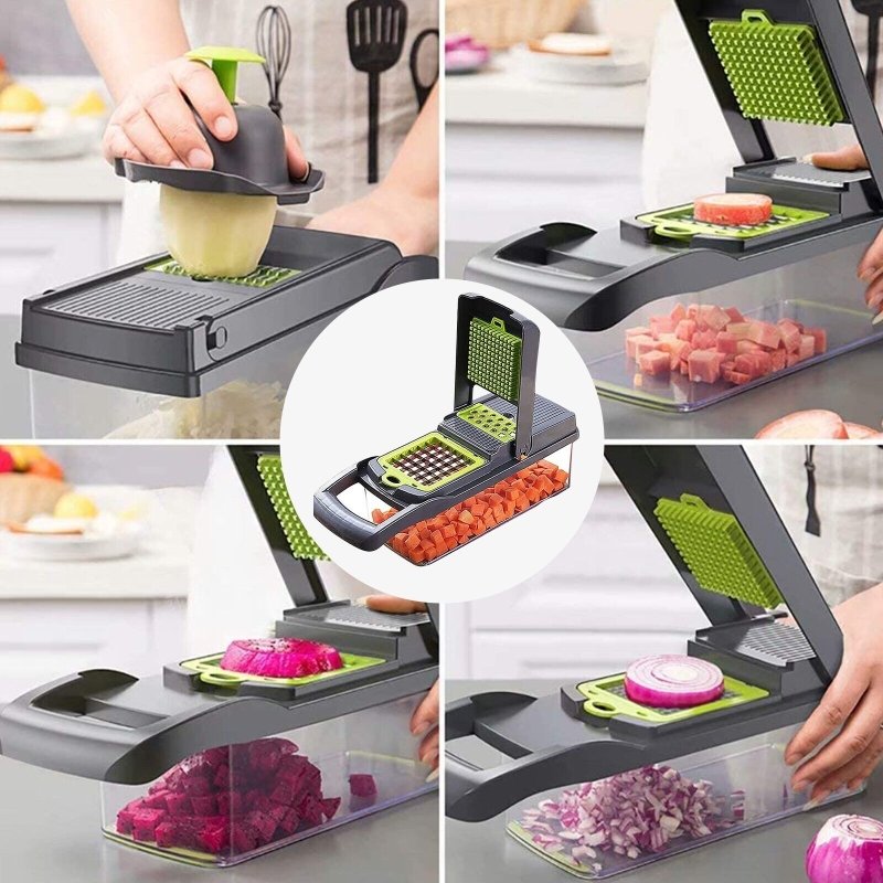 16 in 1 Vegetable Chopper, Salad Fruit Vegetable Food Chopper Slicer Peeler - British D'sire