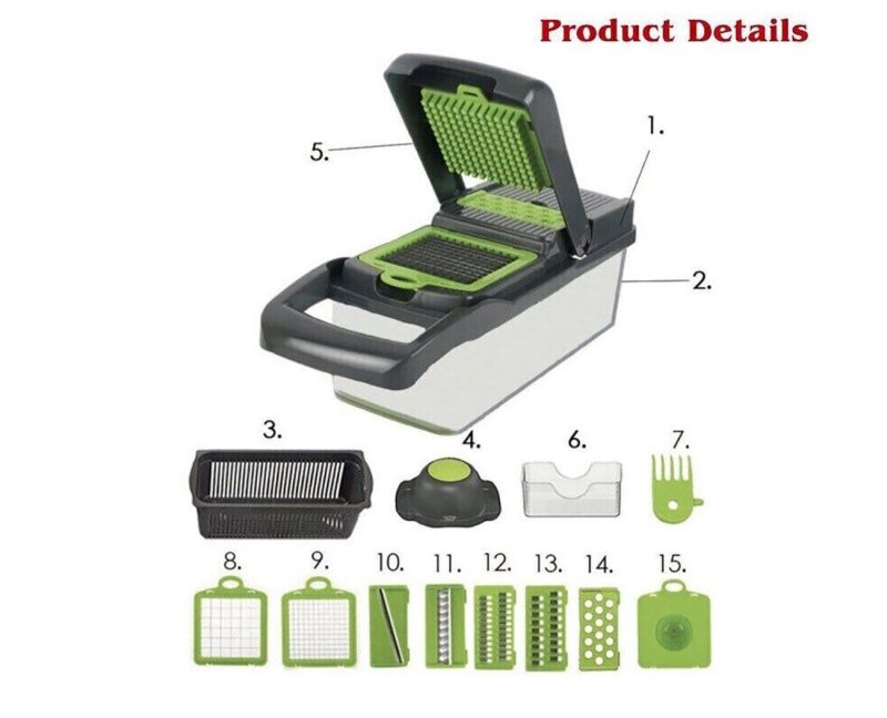 16 in 1 Vegetable Chopper, Salad Fruit Vegetable Food Chopper Slicer Peeler - British D'sire