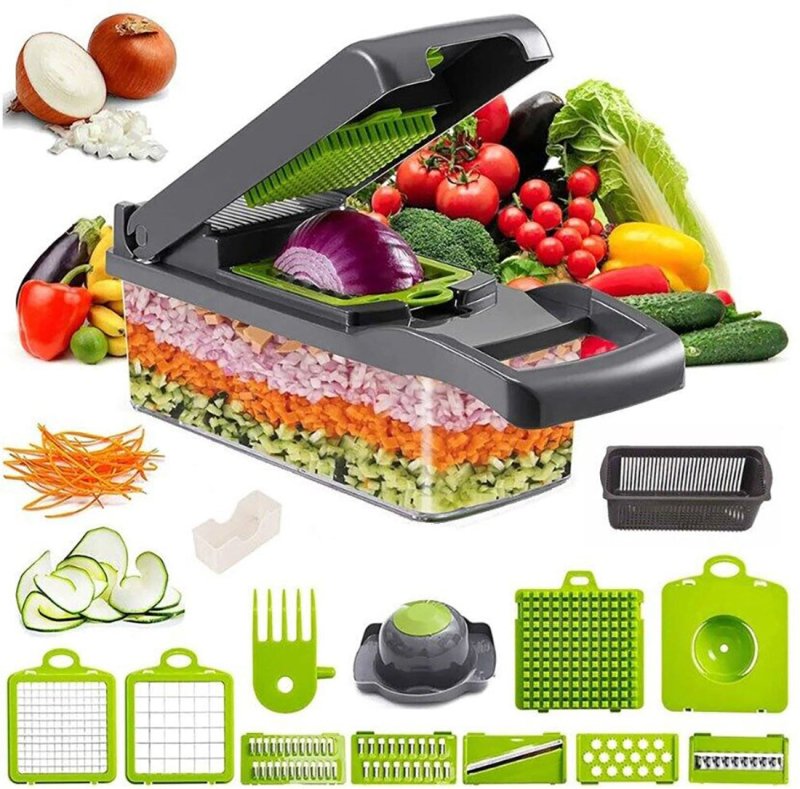 16 in 1 Vegetable Chopper, Salad Fruit Vegetable Food Chopper Slicer Peeler - British D'sire
