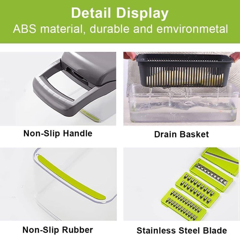 16 in 1 Vegetable Chopper, Salad Fruit Vegetable Food Chopper Slicer Peeler - British D'sire