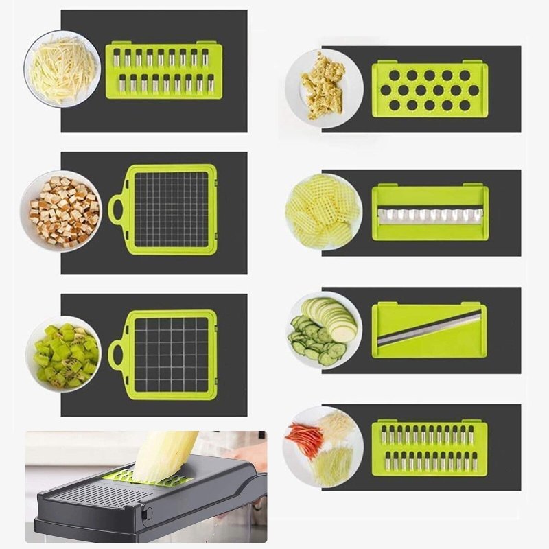 16 in 1 Vegetable Chopper, Salad Fruit Vegetable Food Chopper Slicer Peeler - British D'sire