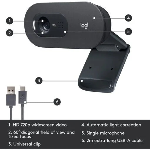 Logitech C505e HD Webcam – 720p Video