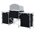 175cm W Outdoor Portable Camping Kitchen with Aluminum Frame and Large Storage Space, Black - Camping Kitchen - British D'sire
