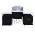 175cm W Outdoor Portable Camping Kitchen with Aluminum Frame and Large Storage Space, Black - Camping Kitchen - British D'sire