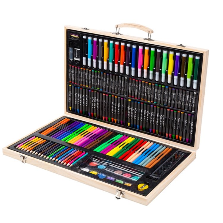 180 in 1 Painting Wooden Box Colorful Pen Set Art School Supplies For Children - British D'sire