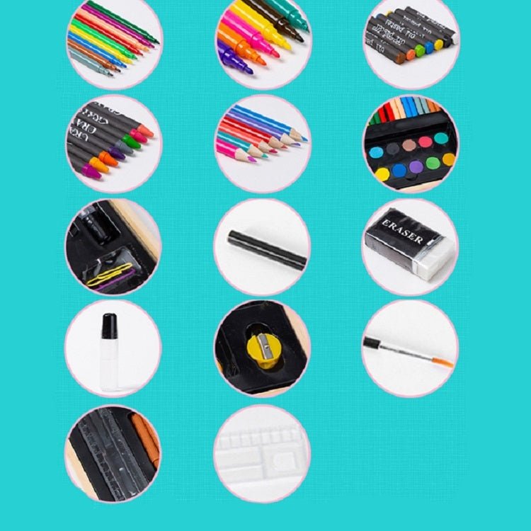 180 in 1 Painting Wooden Box Colorful Pen Set Art School Supplies For Children - British D'sire