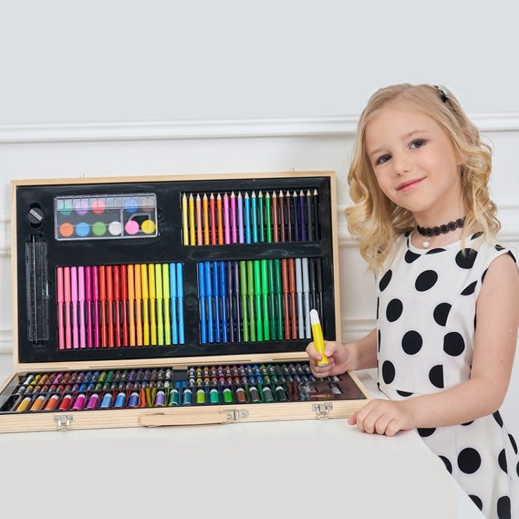 180 in 1 Painting Wooden Box Colorful Pen Set Art School Supplies For Children - British D'sire