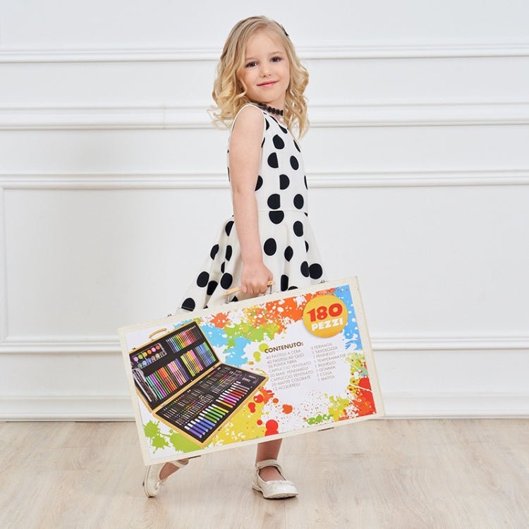 180 in 1 Painting Wooden Box Colorful Pen Set Art School Supplies For Children - British D'sire