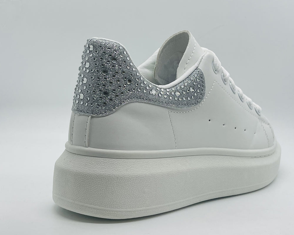 Women's Crystal Chunky Sole Lace Up Trainers