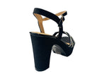 Women's Block Heel Platform Diamante Glitter Shoes