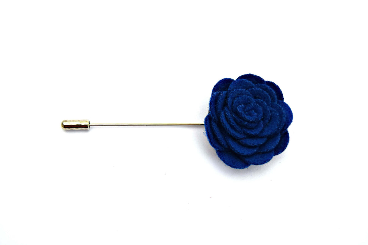 Felt Rose Lapel Pin, Midnight Blue