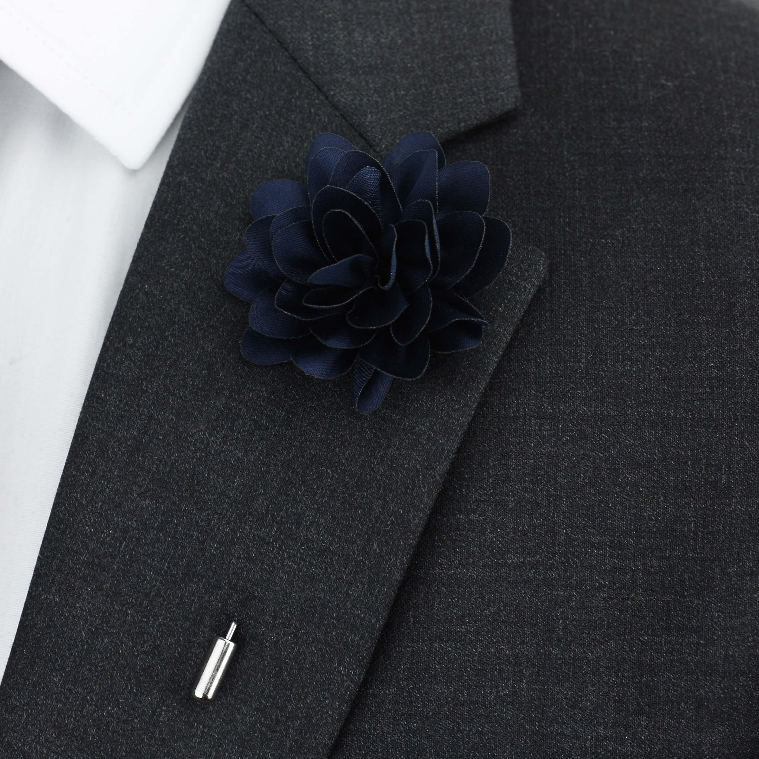 Amour Flower Lapel Pin, Navy - British D'sire