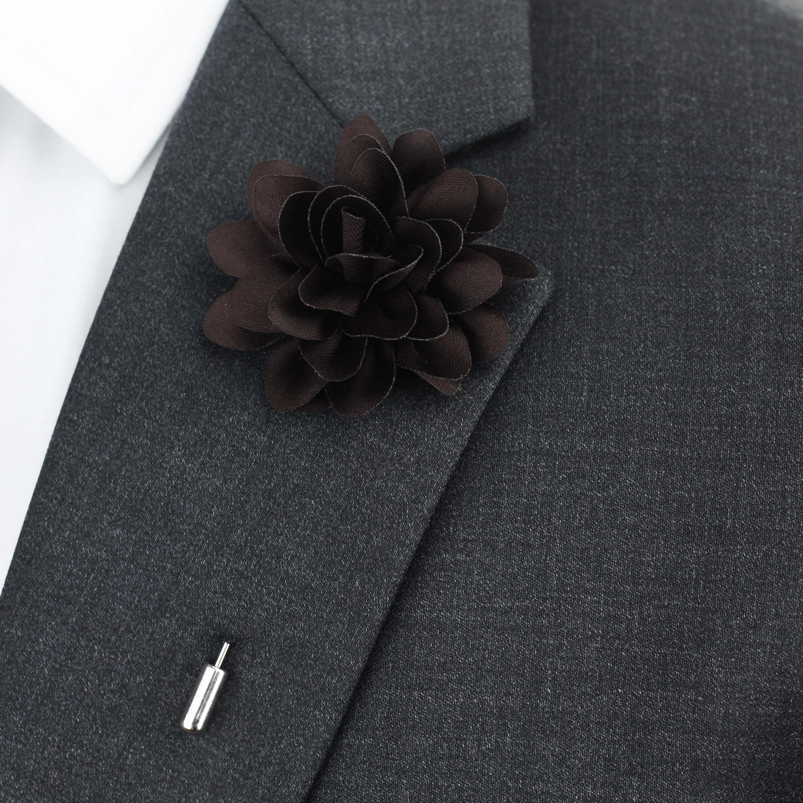 Amour Flower Lapel Pin, Black - British D'sire