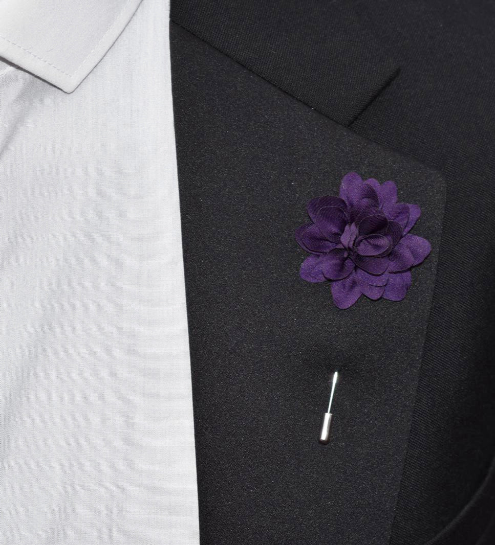 Amour Flower Lapel Pin, Deep Purple - British D'sire