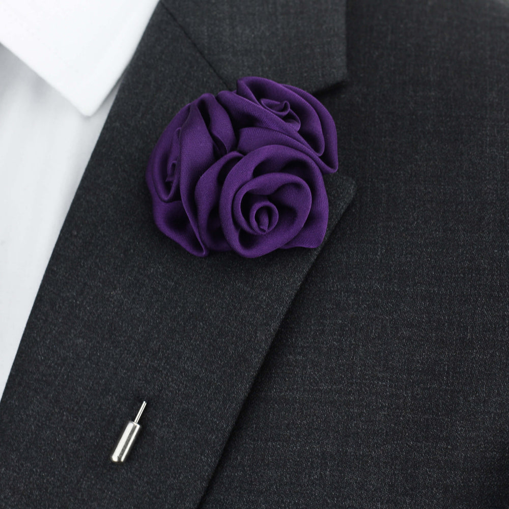 Triple Rose Lapel Pin, Purple
