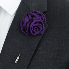 Triple Rose Lapel Pin, Purple