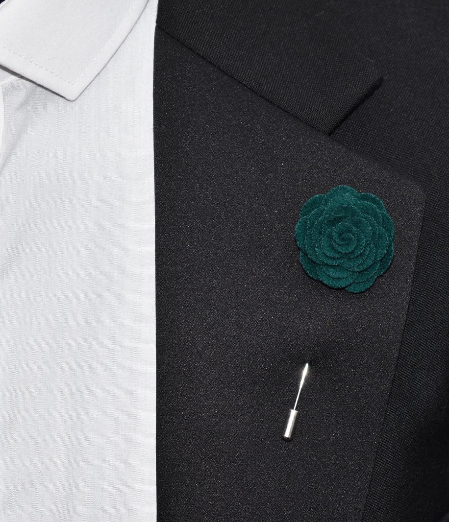 Felt Rose Lapel Pin, Dark Green