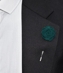 Felt Rose Lapel Pin, Dark Green
