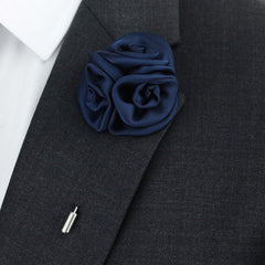 Triple Rose Lapel Pin, Midnight Blue