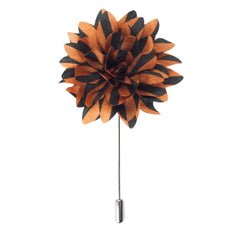 Silk Flower Lapel Pin, Brown and Black Stripes