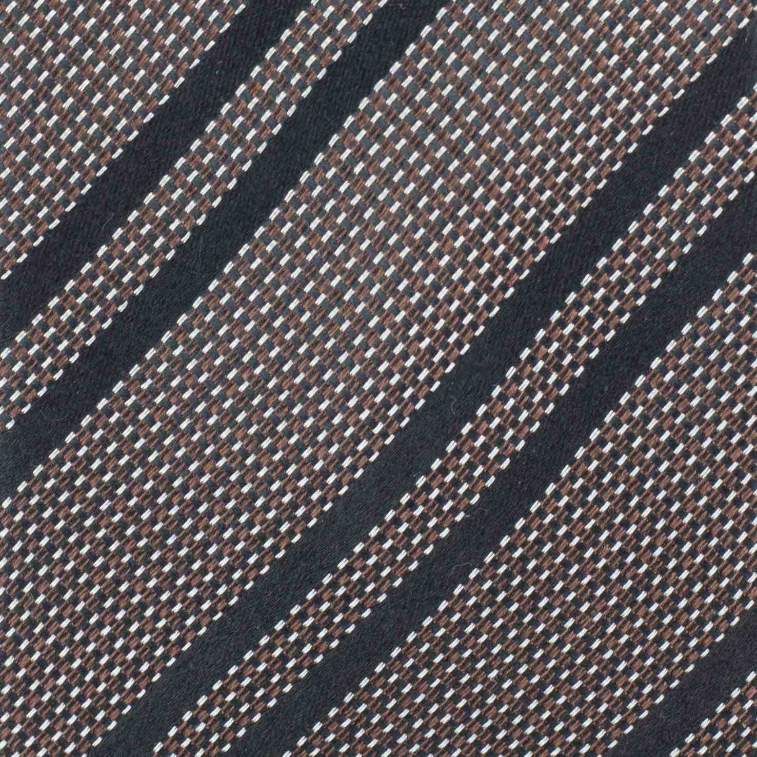 Brown and Black Striped Woven Silk Tie