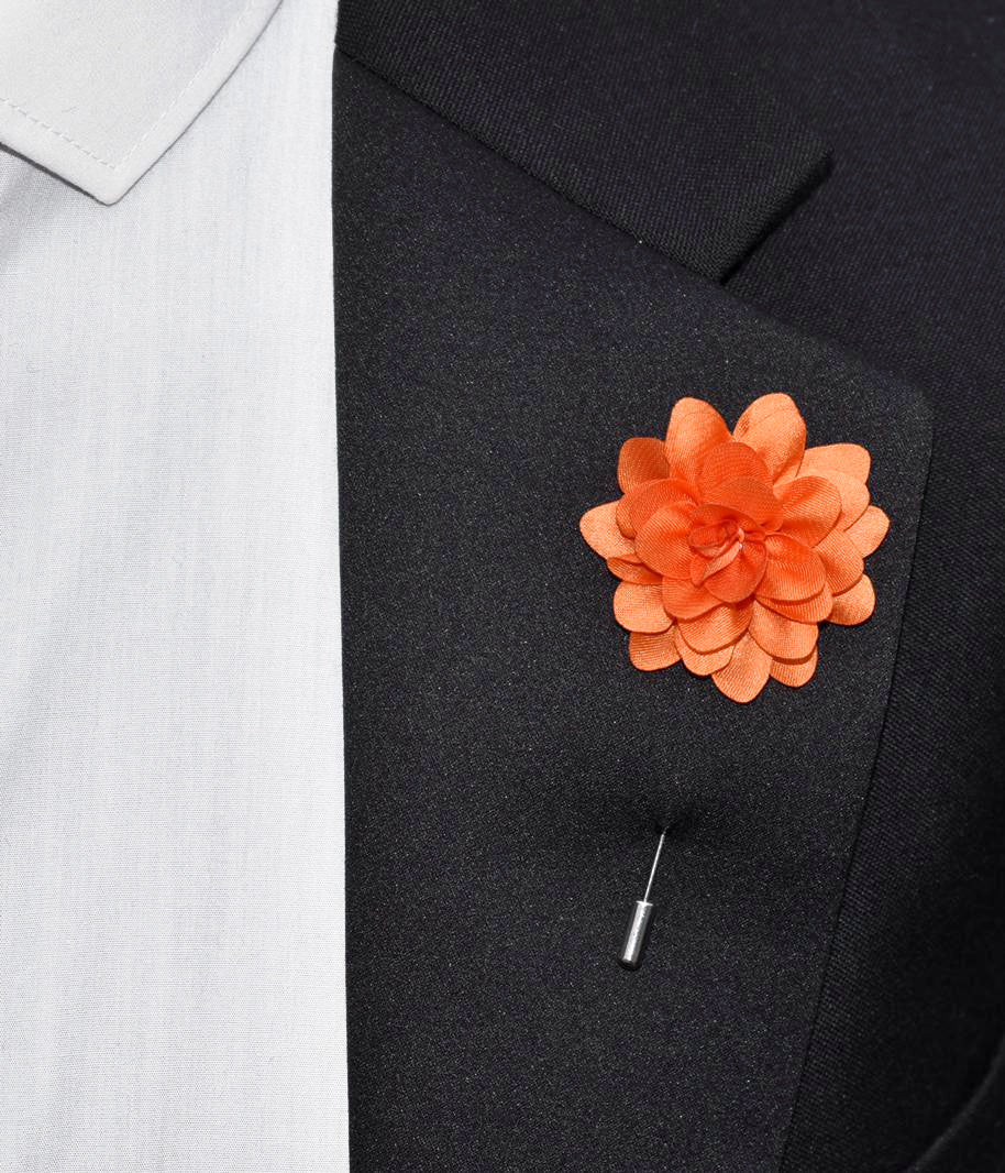 Amour Flower Lapel Pin, Orange - British D'sire