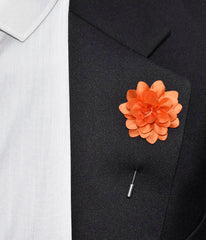 Amour Flower Lapel Pin, Orange - British D'sire