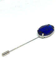 Oval Gem Lapel Pin, Blue
